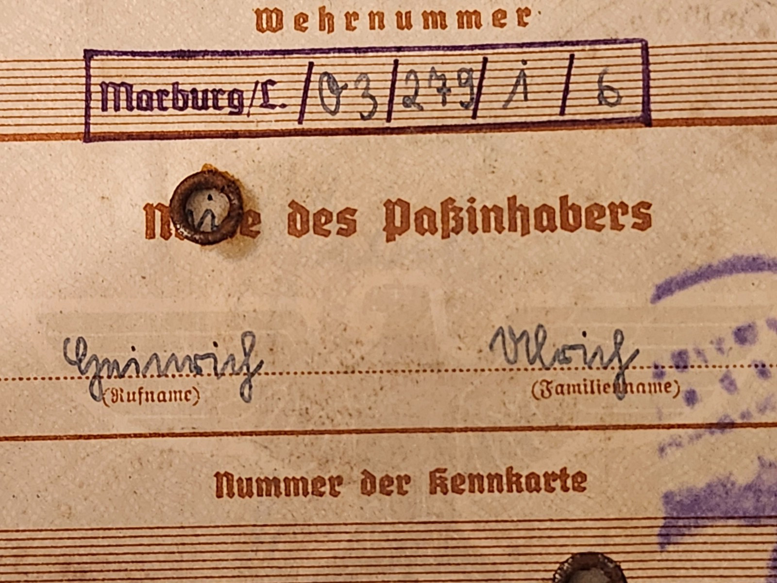 WW2 Germany. Military ID Marburg 1940