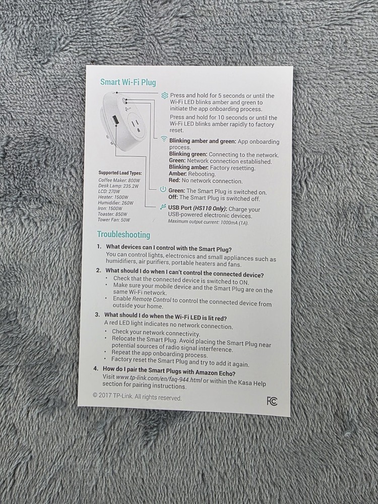 TP-Link HS100 Wi-Fi Smart Plug Kit - Twin Pack Open Box