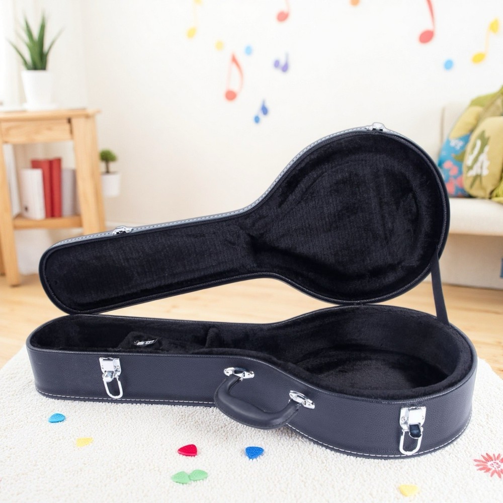 A-Style Mandolin Hardshell Case - Contoured Padded Lockable Black Finish