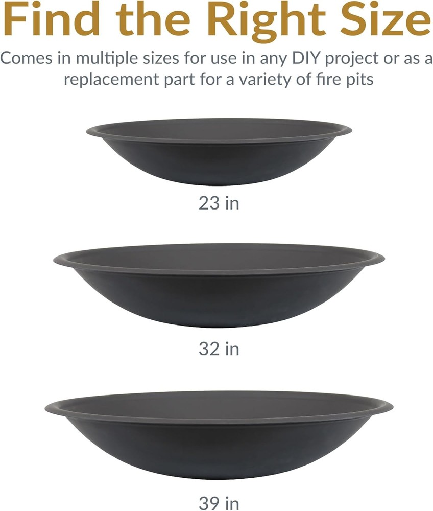 Outdoor Fire Pit Bowl Replacement Insert for DIY Ring or Existing Stand