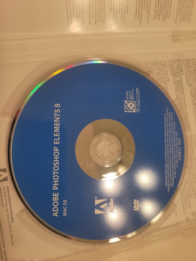 Adobe Photoshop Elements 8 Software Disc w/ Serial Number For Mac OS