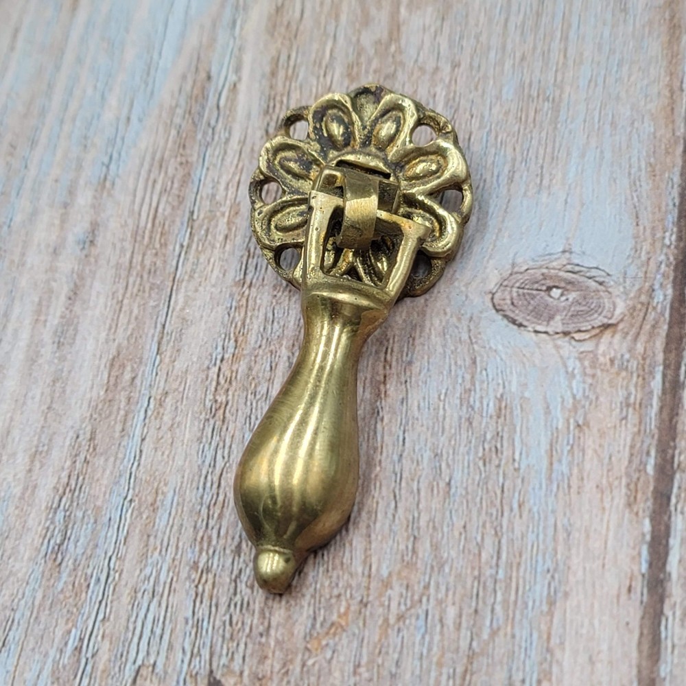 Vintage Solid Brass Drawer Pull Handle Salvage Hardware SINGLE ONLY