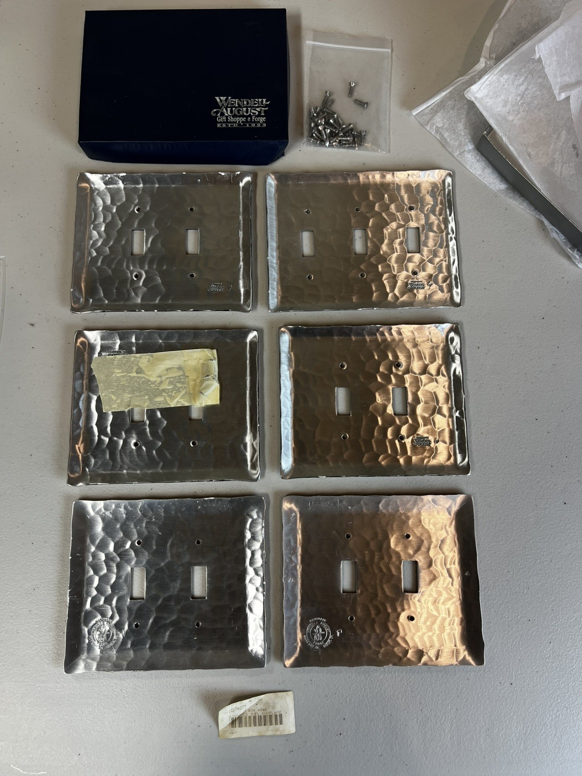 (6) Wendell August Dogwood Design Pattern Forge Aluminum Toggle Switch Plate