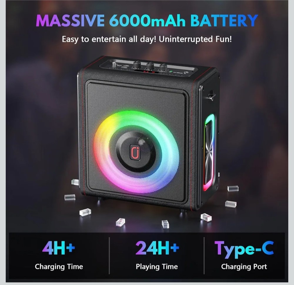 PPMIC Karaoke Machine, Portable Bluetooth 5.3 Speaker with 2 Wireless...