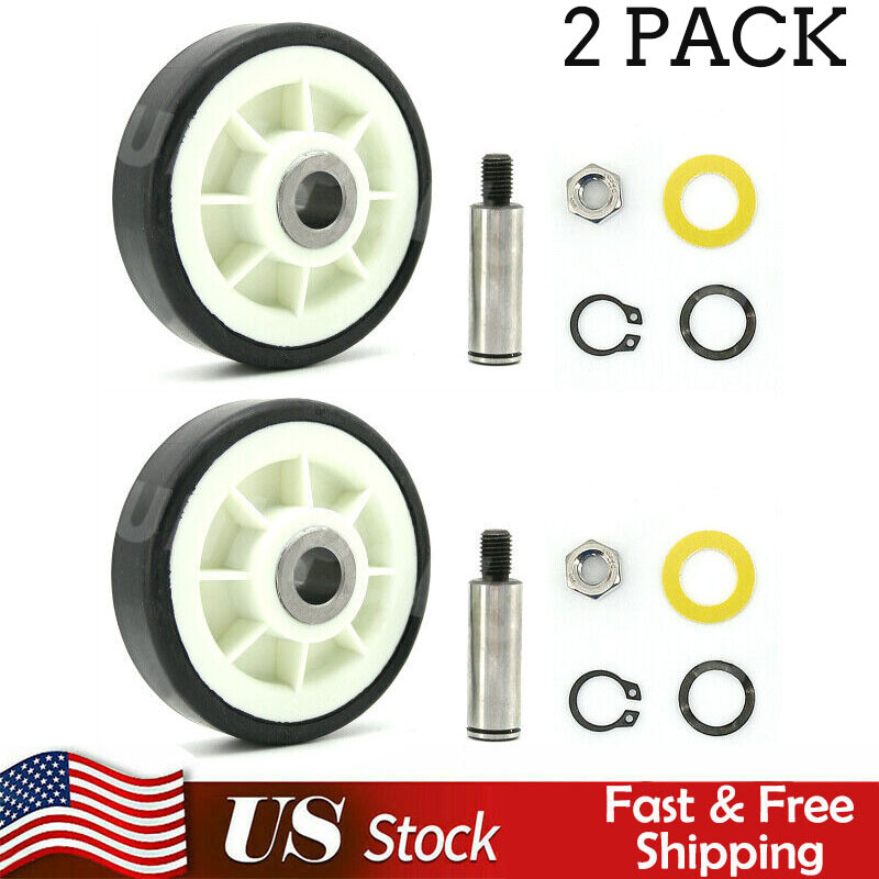 2 Pack  303373K Dryer Roller Wheel Drum Support Kit Including Dryer Drum Support