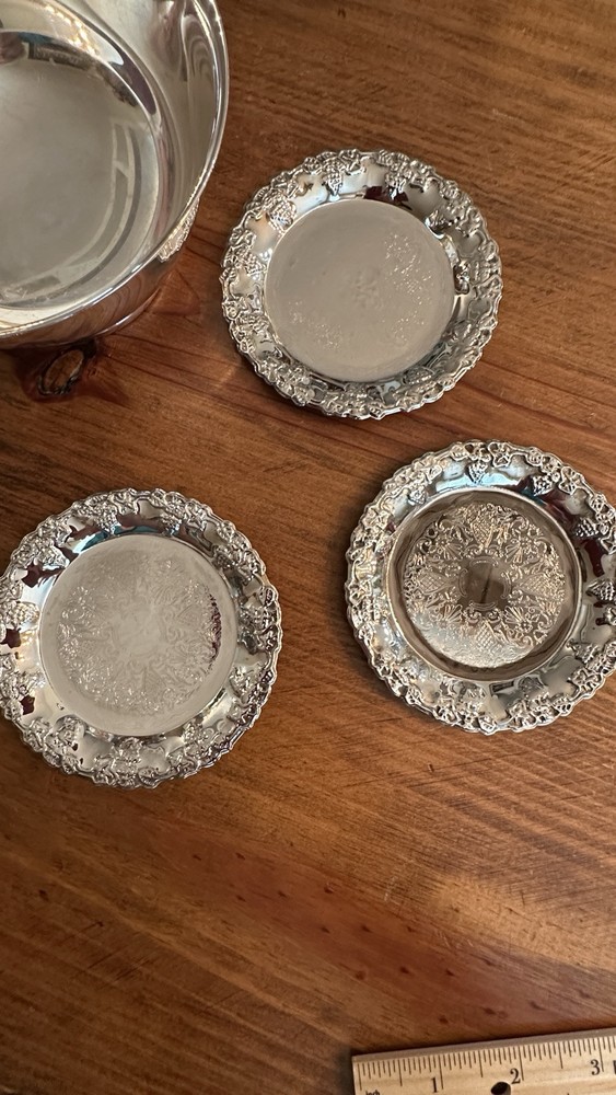 Gorham Silverplate Bowl And 6 Godinger Silverplate Coasters