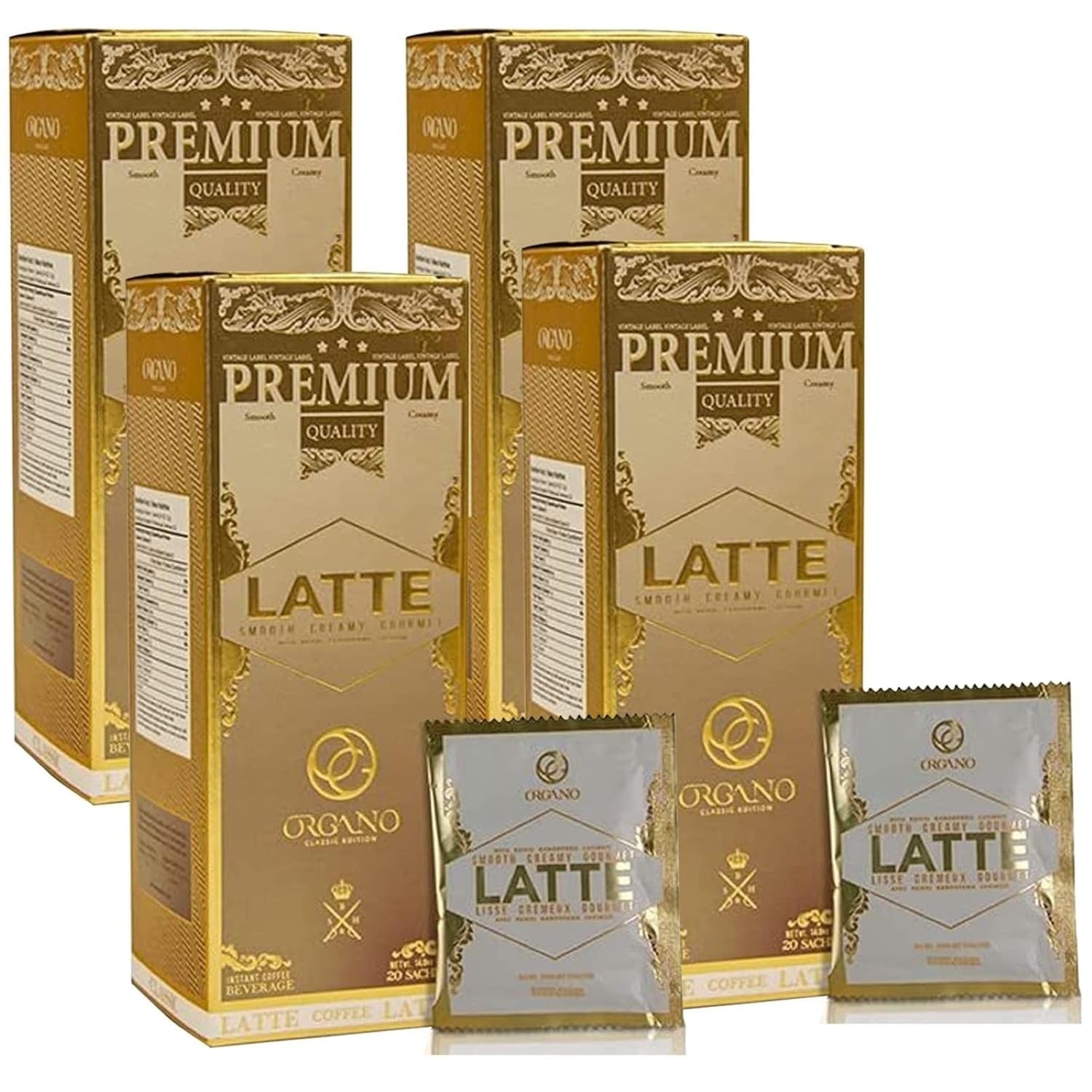 4 boxes Organo Gold Cafe Latte 100% Certified Organic Gourmet Coffee