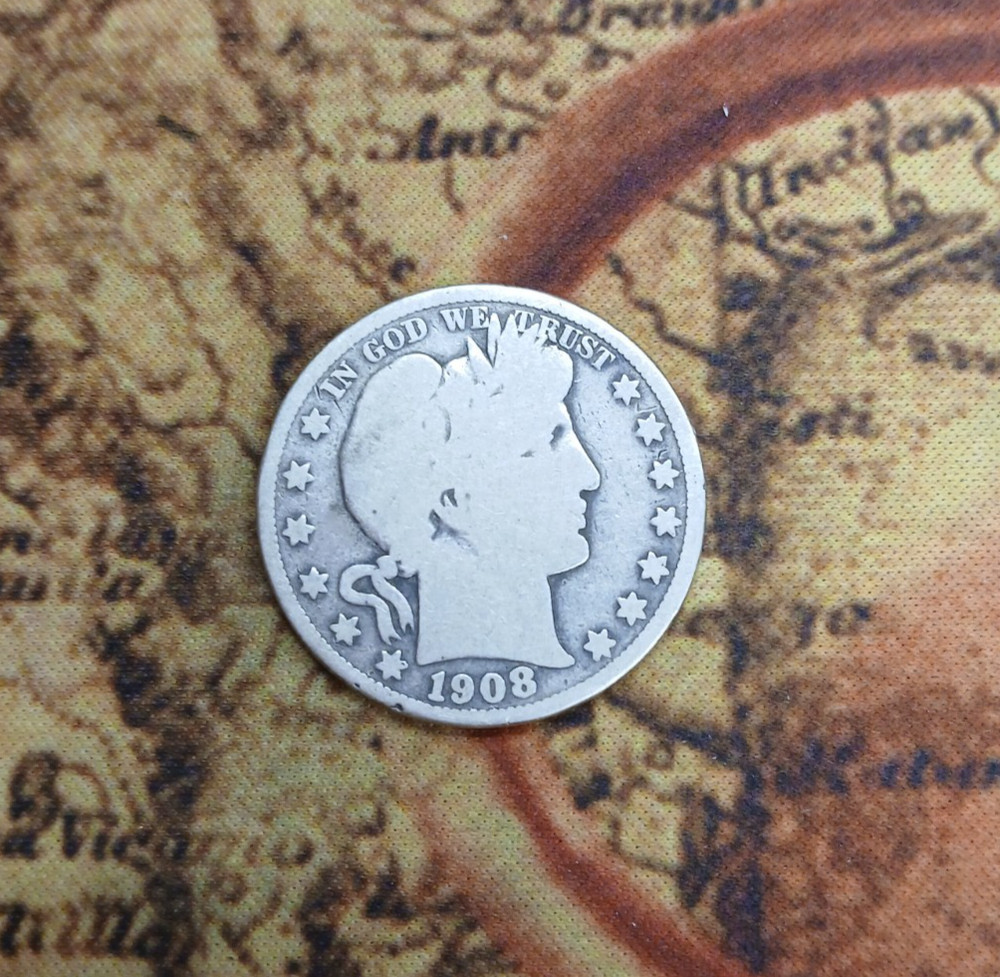 1908 P  Barber Half Dollar 90% Silver  coin    TP-0692