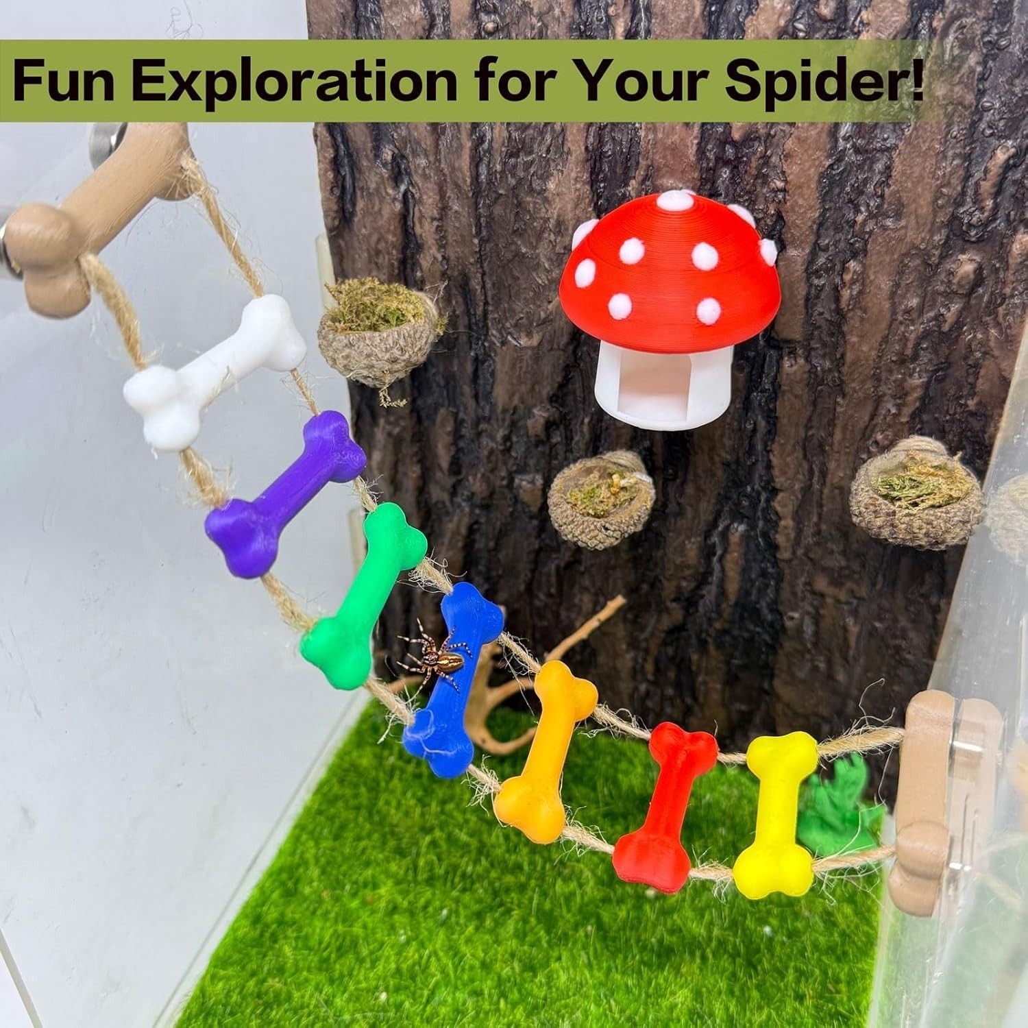 Jumping Spider Rope Bridge Solid Wood Climbing Suspension Bridge Enclosure Color