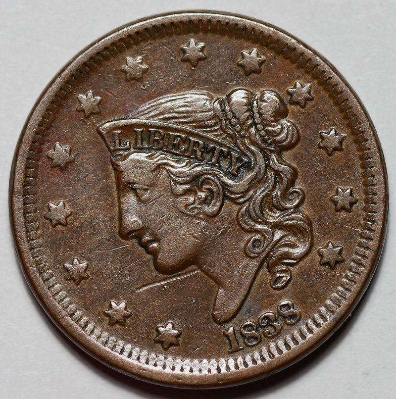 1838 Coronet Head Large Cent - Scratch - US 1c Copper Coin