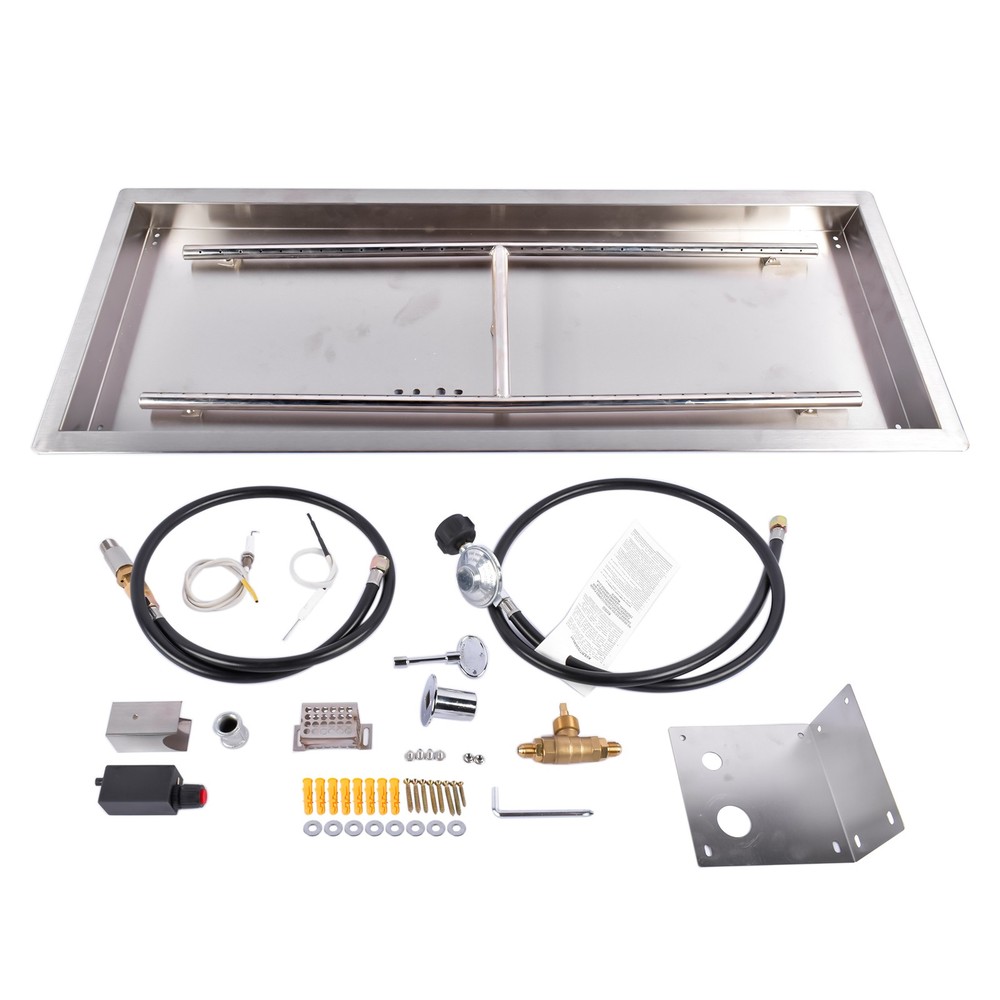 36x12-inch Fire Pit Pan Stainless Steel Fire Pit Burner Kit Rectangular