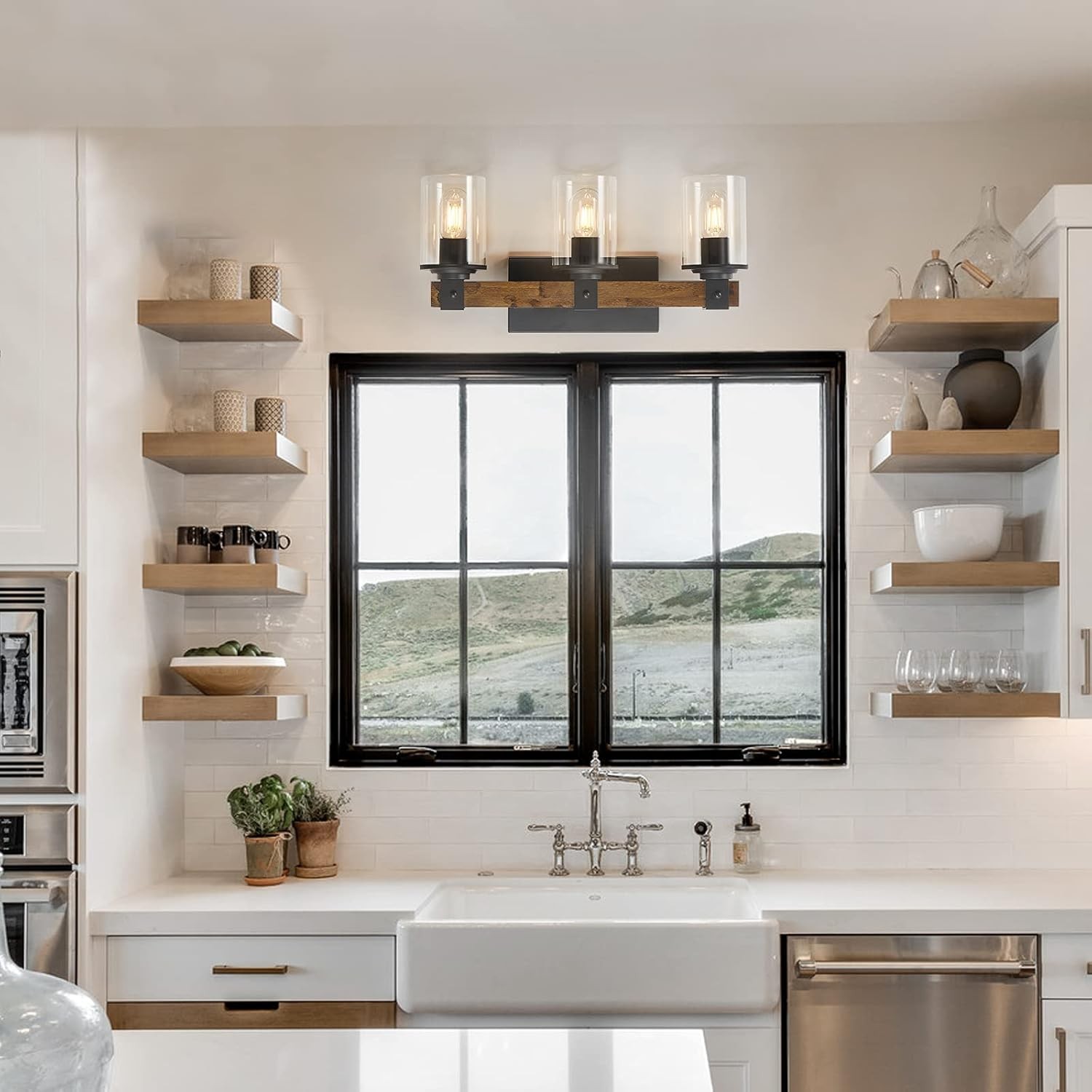 Vanity Lights for Bathroom Farmhouse Bathroom Light Fixtures 3/4/5-Light Black