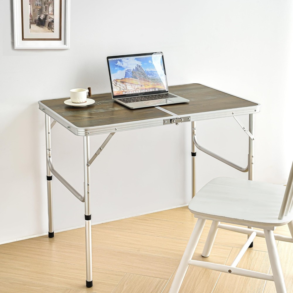 Aluminum Camp Table, Folding Table Portable,Lightweight,Foldable with 2 Adjus...