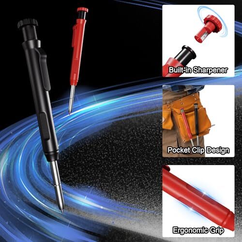 Mechanical Carpenter Pencils Set with Sharpener & 26 Refills for