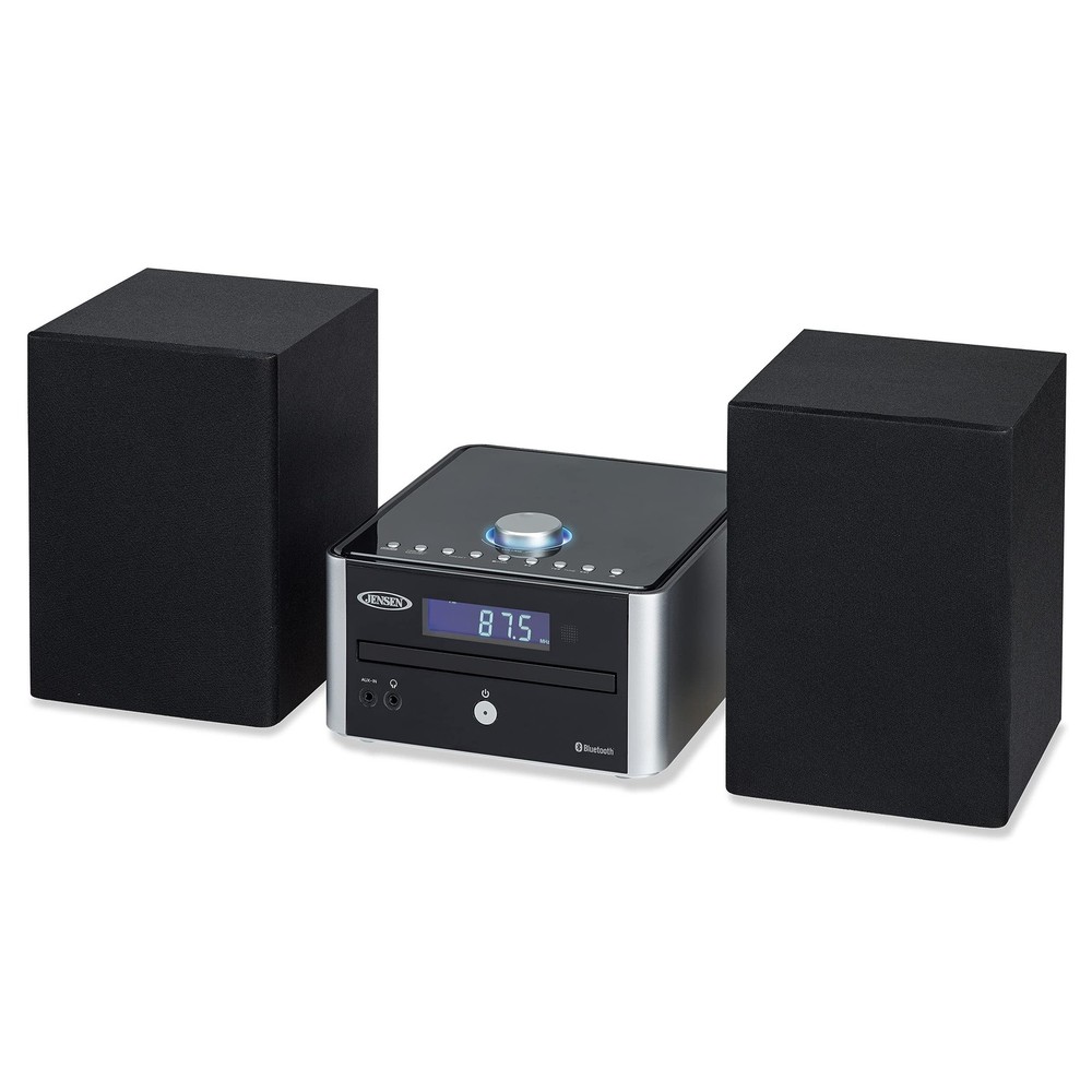 Jensen JBS-210 3-Piece Modern Compact Bluetooth Stereo Shelf System, CD Playe...