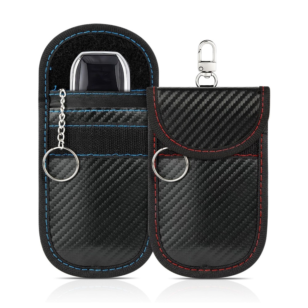 2 Pack Faraday Key Fob Protector, Premium Car RFID Signal Blocking Pouch,