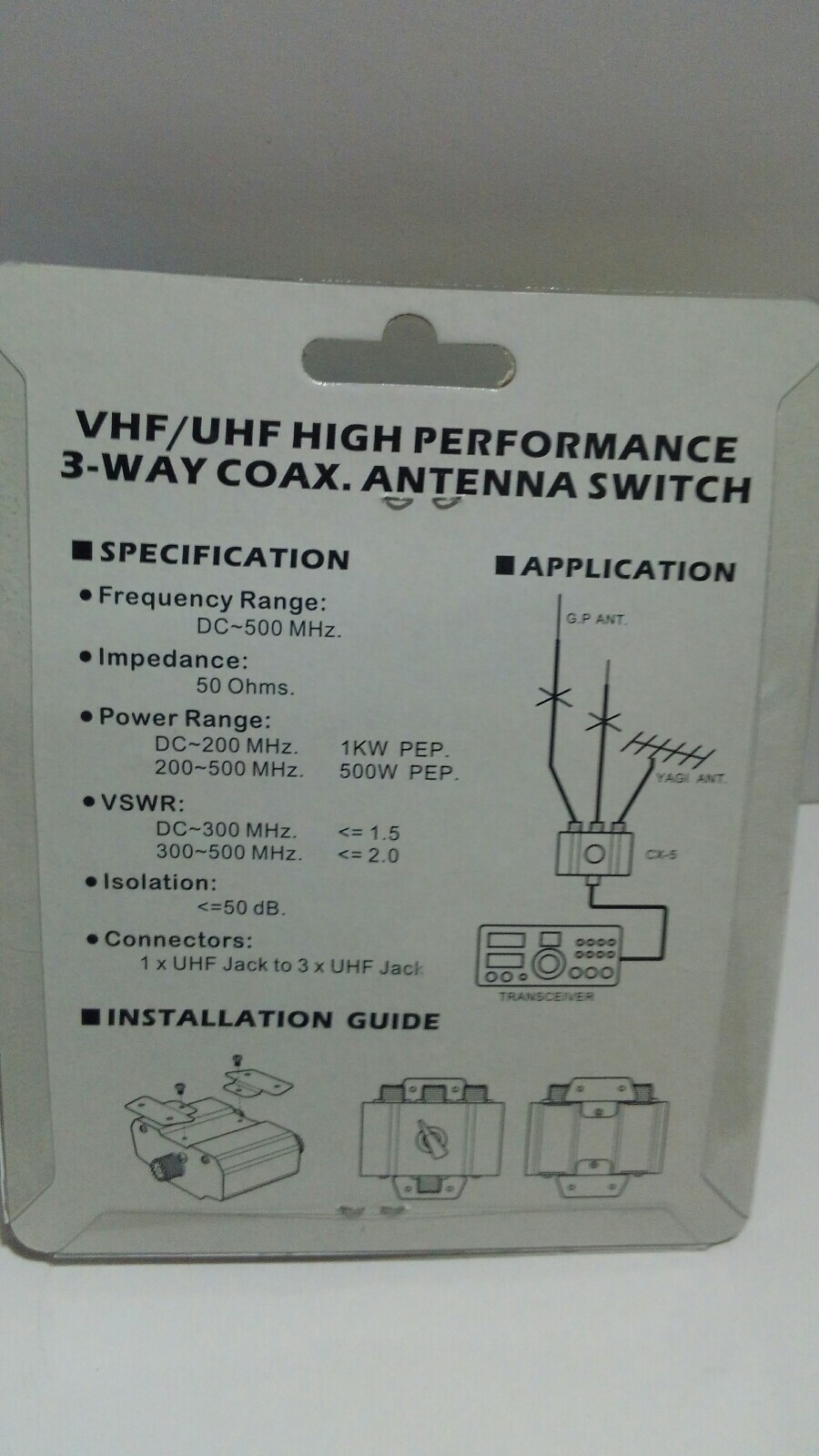 High Quality 3 Position Antenna Switch Opek CX5