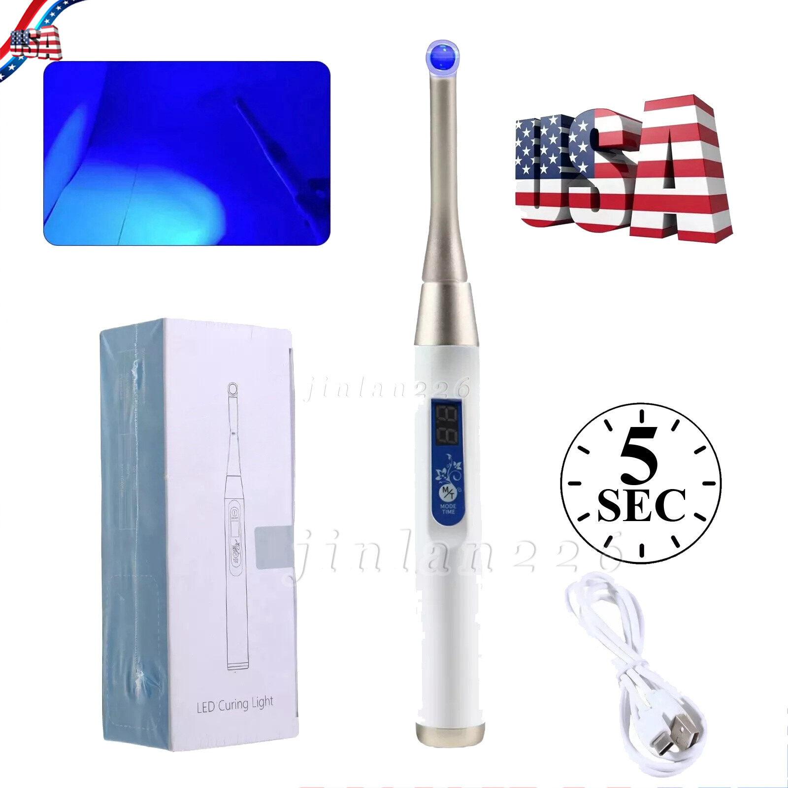 Dental Wireless Cordless Curing Light Composite Resin Cure Lamp LED-B Lampara 5s
