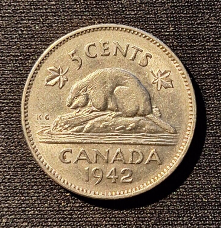 CANADA FIVE CENTS 1942 NICKEL