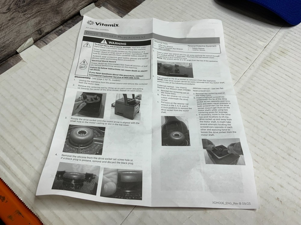 Vitamix 891 Replacement Drive Socket Kit 1 Drive Socket With Allen Wrench