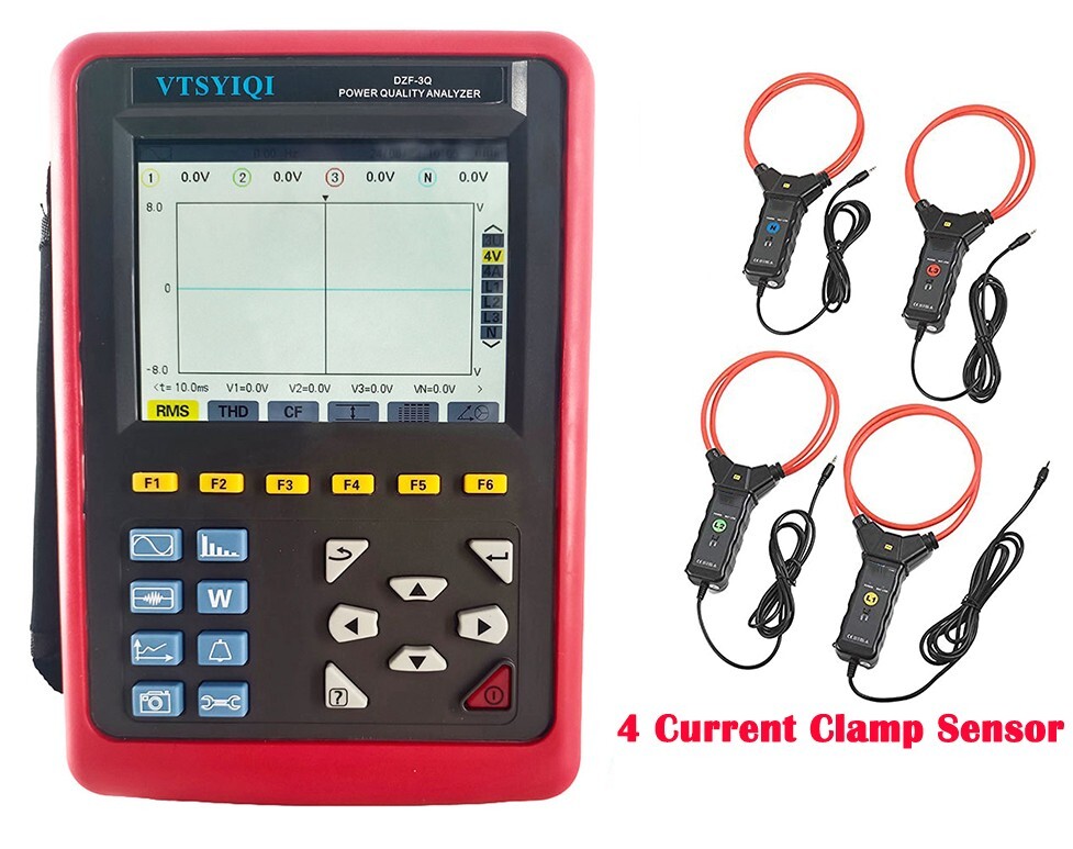 3 Phase Power Quality Analyzer with Range 10A～6000A Transient Record 150 Groups