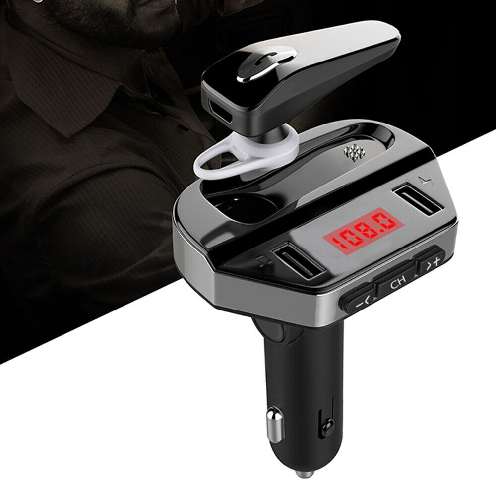 Bluetooth 5.0 Headset Trucker Earpiece Headphones FM Transmitter Radio Adapter