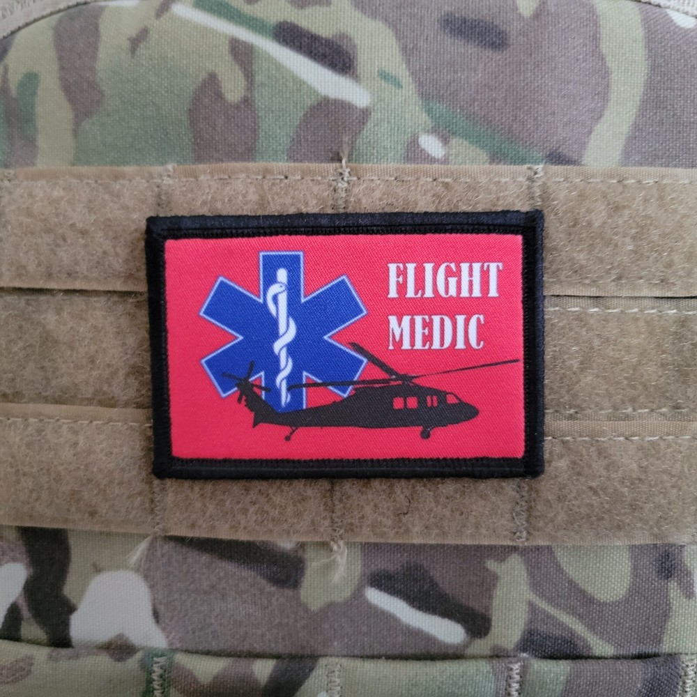 Flight Medic Helicopter Air EMS EMT Hook Loop 2x3" Morale Patch