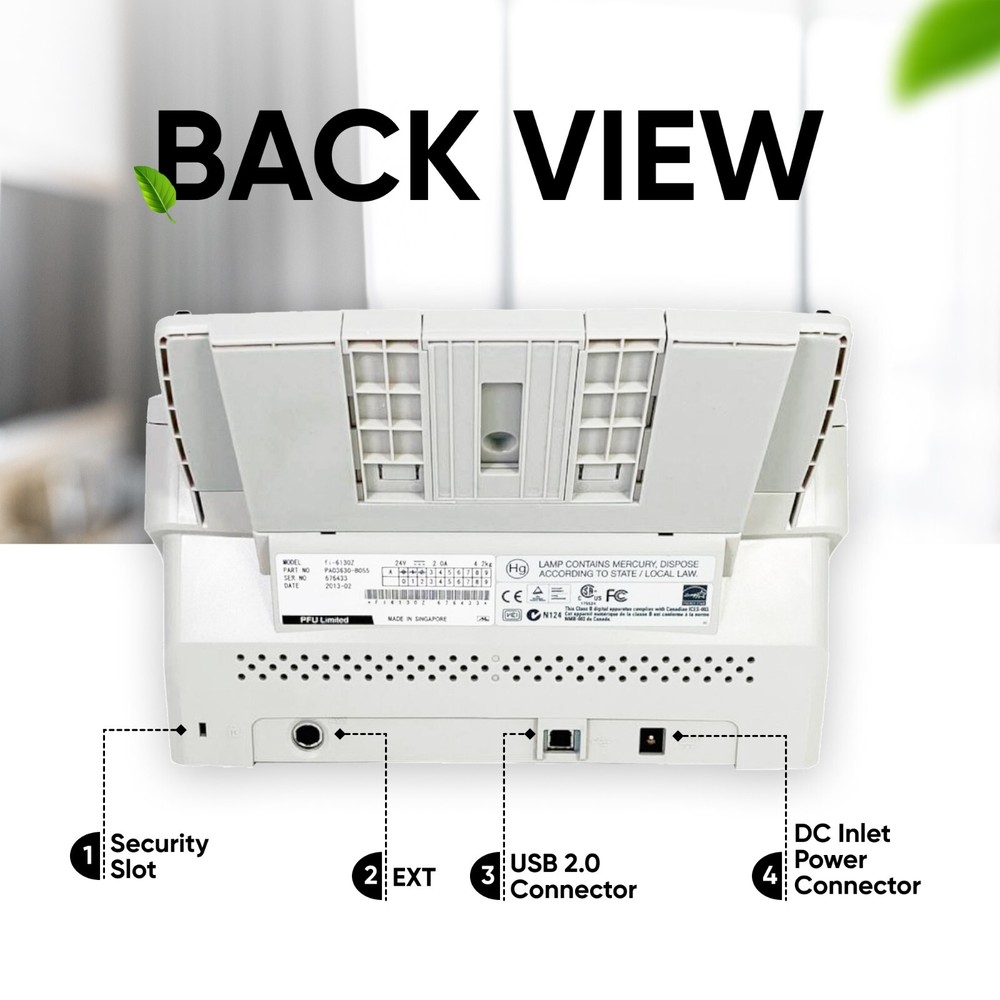 Fujitsu FI-6130Z Duplex Scanner w/NEW ZERO COUNT ROLLERS & Trays AC Adapter USB