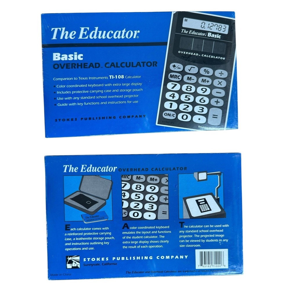 The Educator Basic Overhead Calculator TI-108 Case Guide Stokes Teaching Tool