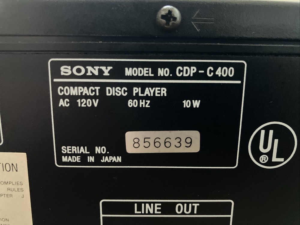 Sony CDP-C400 5- Disc CD Player Auto Loading System