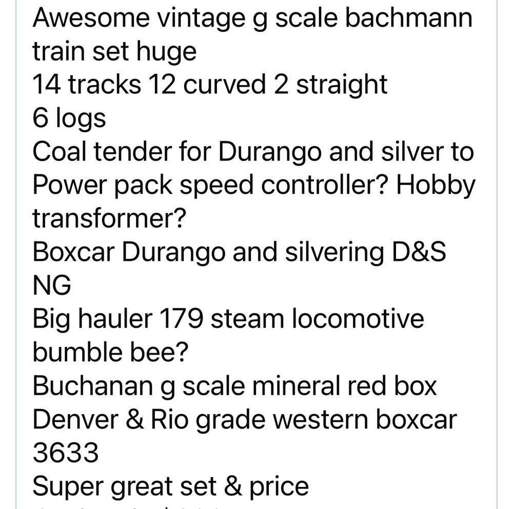 Bachmann Large Scale Coal Tender Durango Box Car Transformer Tracks ++Train Set