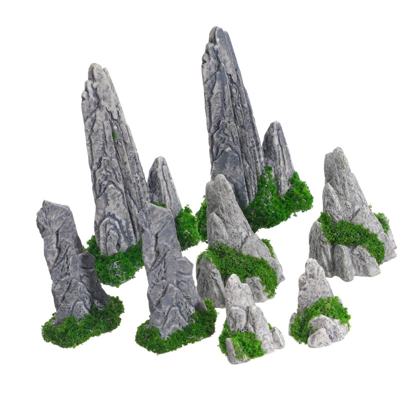 8 Small Mountain Model Features Design Set for Terrains Presentation