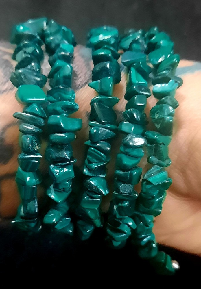 Malachite Memory Wire Wrap Bracelet