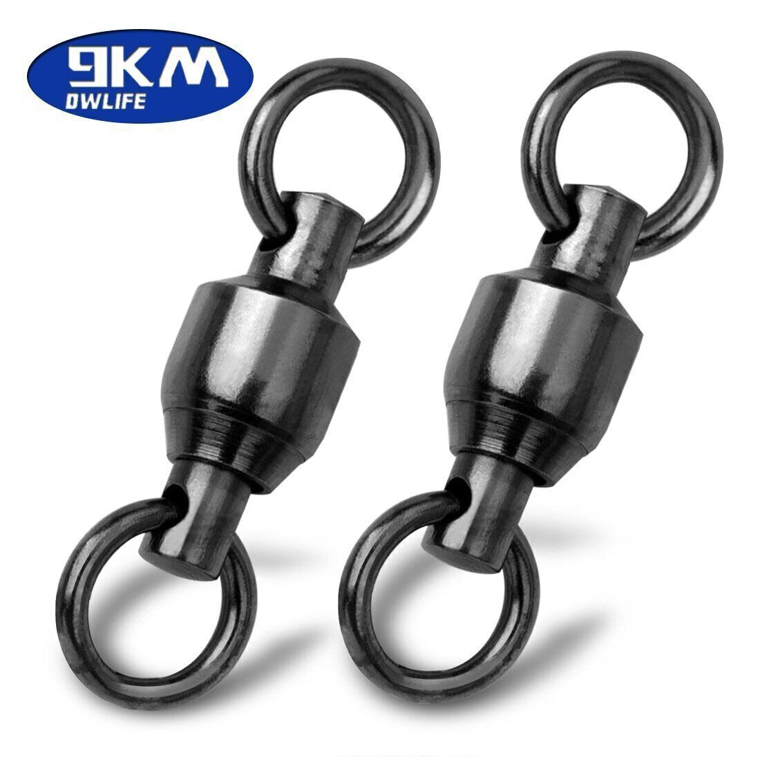 Black Fishing Ball Bearing Swivel Solid Rings Stainless 0/1/2/3/4/5/6/7/8/9/10#