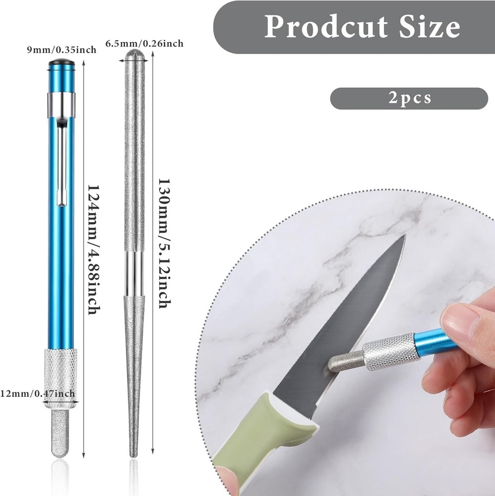 2PCS Serrated Knife Sharpener, Diamond Retractable Knife Pocket Knife Sharpener