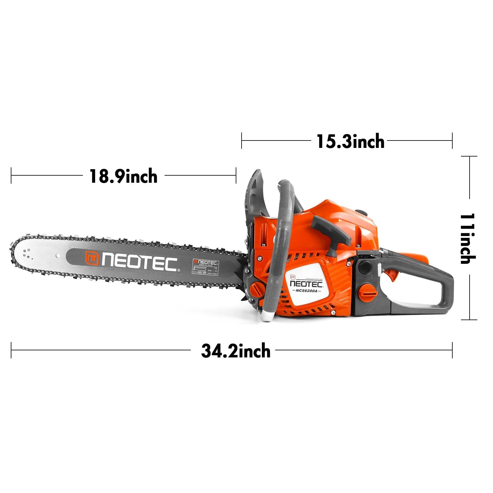 62cc Gas Chainsaw with 20" Bar Petrol Chain Saw 2-Cycle Engine for Wood Cutting