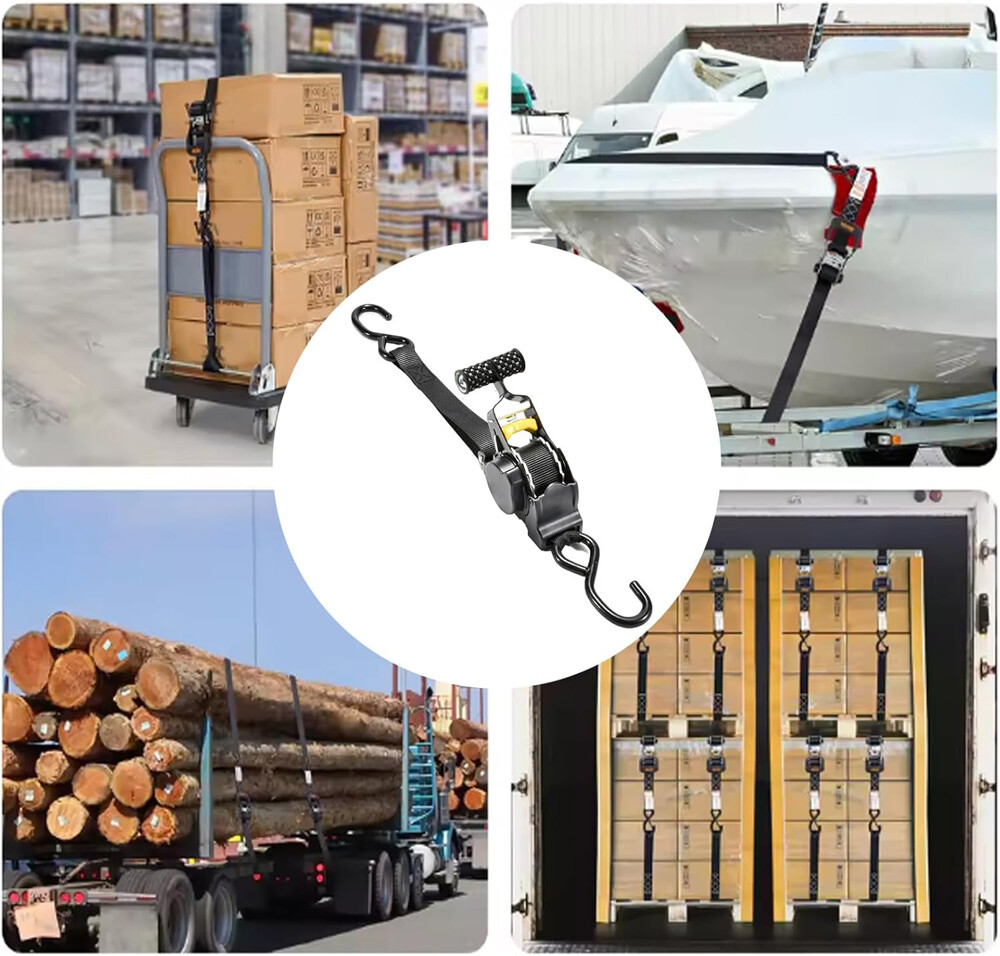 🔥 2-Pack 10FT Retractable Ratchet Tie-Down Straps | 1500LBS Heavy-Duty | S-Hook