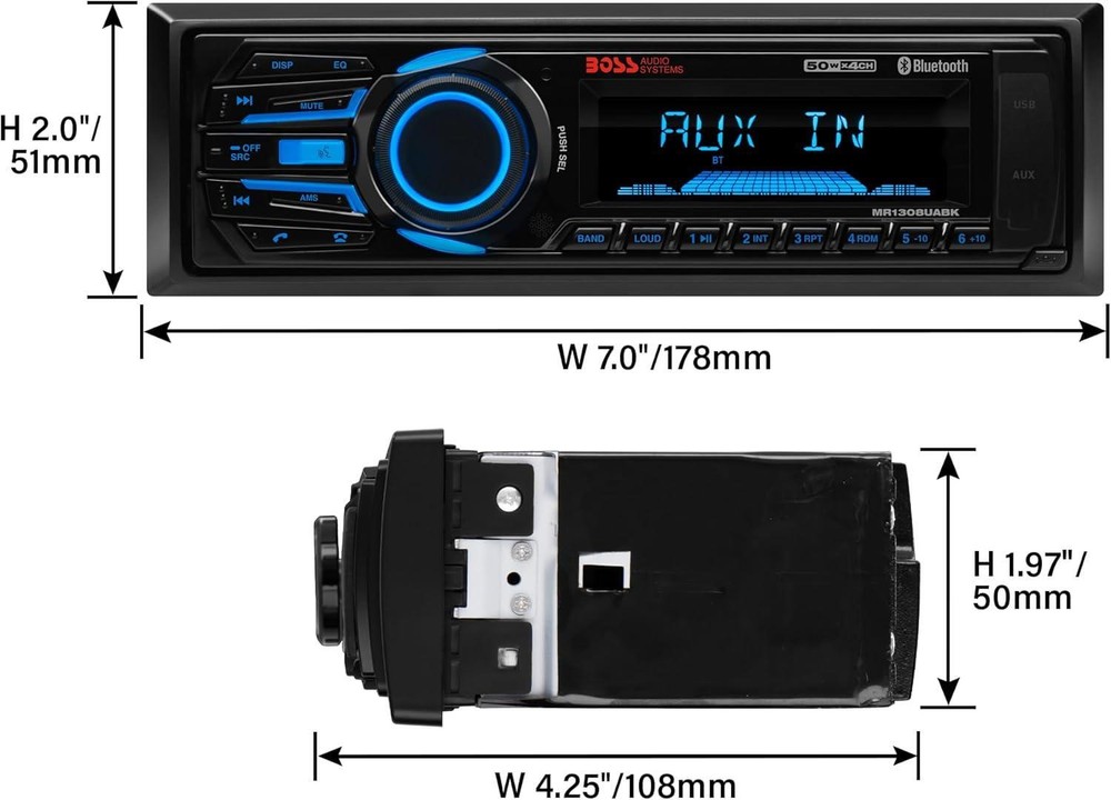 Boss Audio MR1308UABK Bluetooth Fully Marinized MP3 Digital Media Receiver