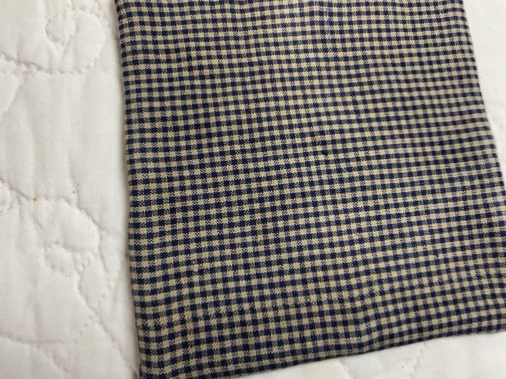 Antique Patchwork Quilt Table Topper, Early Calicos, Blue & Black, Triangles