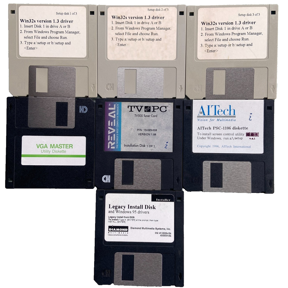 Software Drivers Win32s Version 1.3 VGA Master Reveal AITech Diamond Multimedia