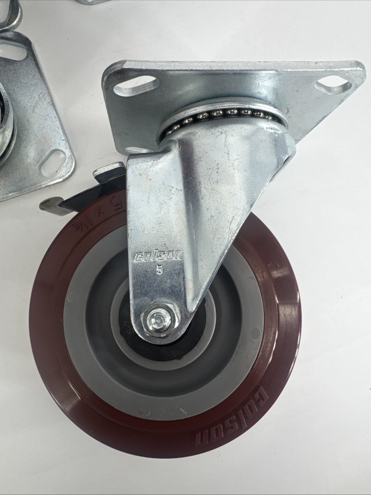 4PK Colson 5" x 1.5" Polyurethane Swivel & Fixed Caster Wheels W/ Brakes