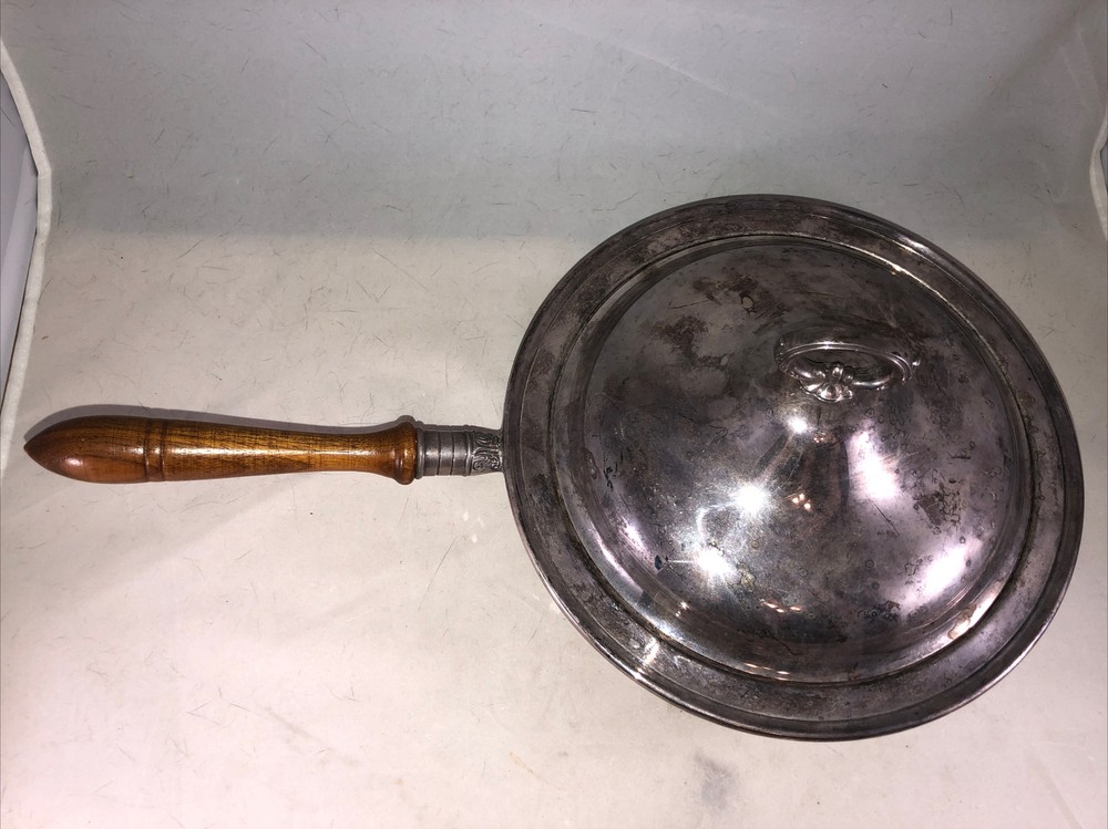 Gorham Silverplate Covered Serving Dish With Long Wood Handle