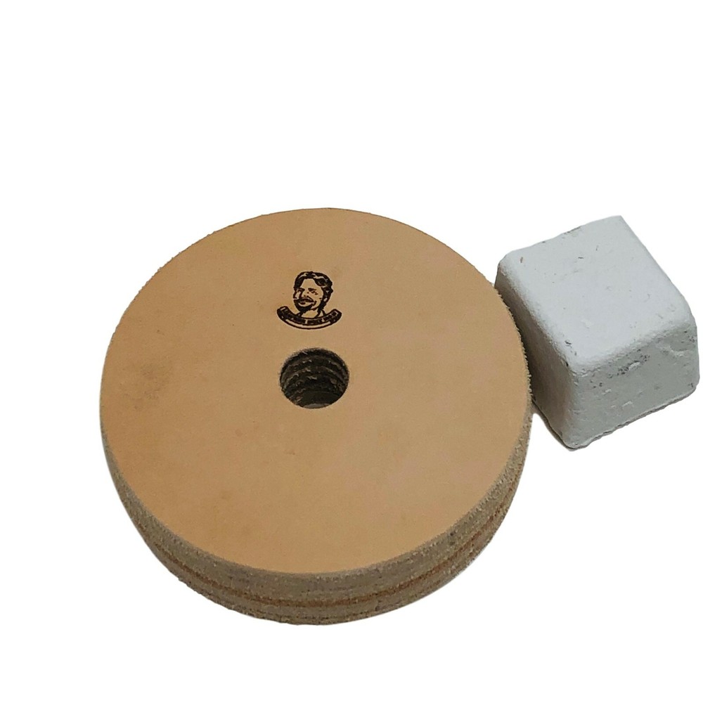 3" (3/4" Width) Leather Honing Wheel - Fits 1/2" Arbor - Buffing Compound Incl