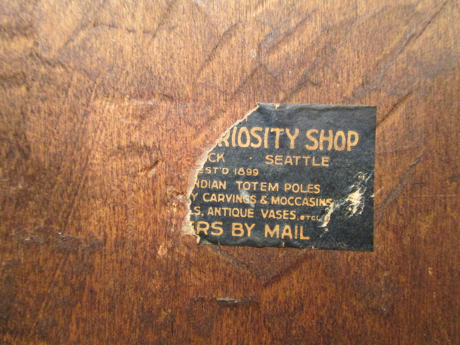 YE OLDE CURIOSITY SHOP antique seattle alaska pacific wood vtg tiki totem pole