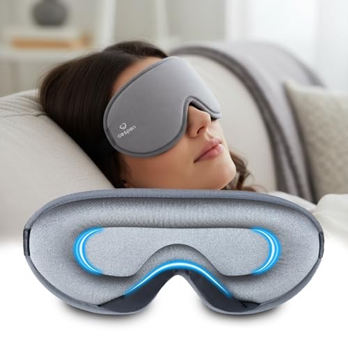 Sleep Mask, 100% Light Blocking, Zero Pressure Design with Adjustable Strap