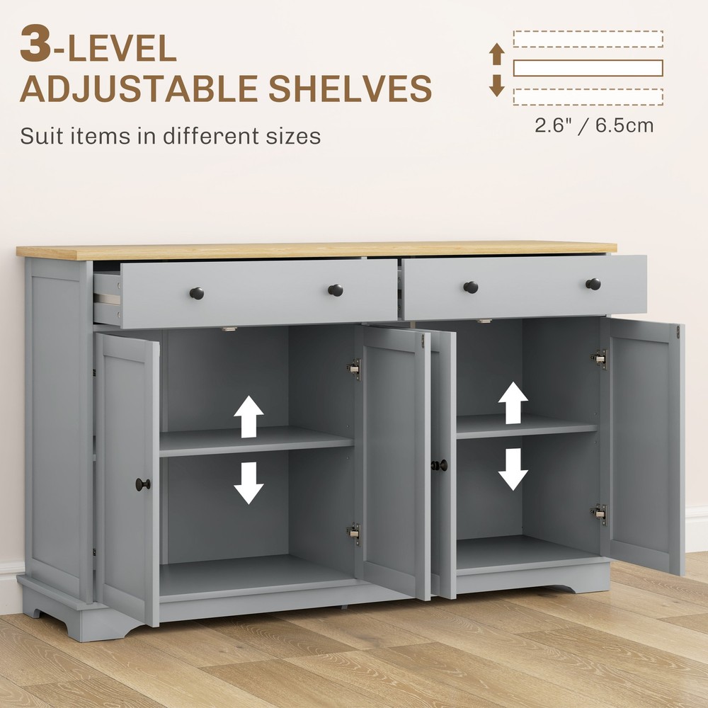 Modern Sideboard, Buffet Cabinet with Storage Drawers, Adjustable Shelves