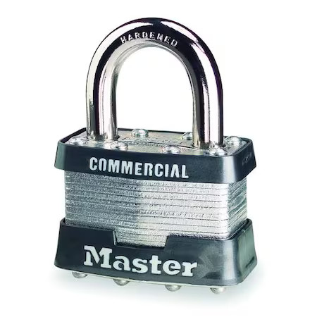 Master Lock 1Dcom Padlock, Keyed Different, Standard Shackle, Rectangular Steel