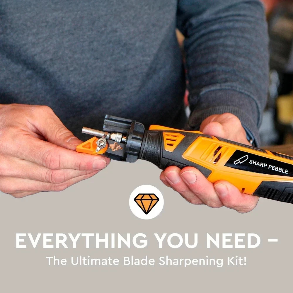 Sharp Pebble Cordless Lawn Mower Blade Sharpener – Adjustable 20° 40° Angle G...