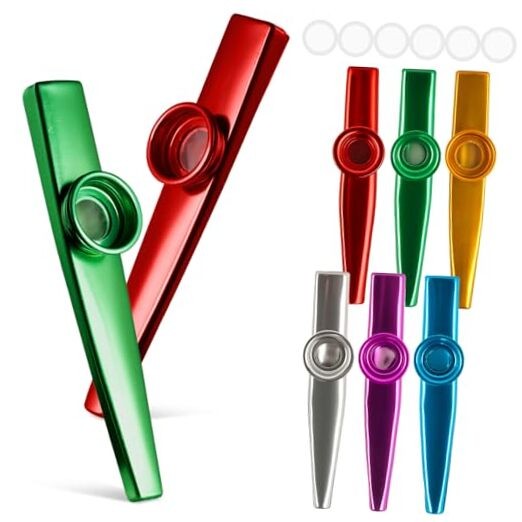 Kazoos Musical Instruments for Easter Basket Stuffers, 6 PCS Metal Medium