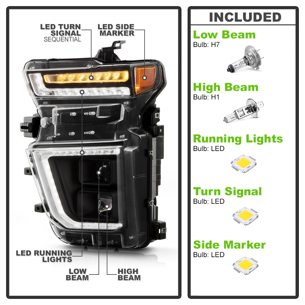 For 2020-2023 Chevy Silverado 2500HD Halogen LED SwitchBack Projector Headlights